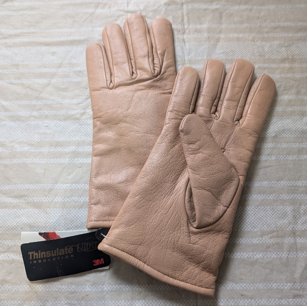 Vintage NWT Deadstock Women's Gentry Beige Genuine Leather Gloves